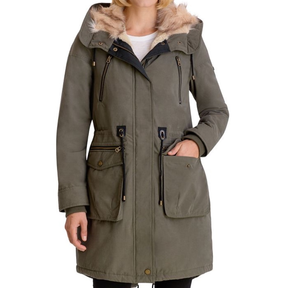 Lucky Brand Olive Hooded Trench Coat